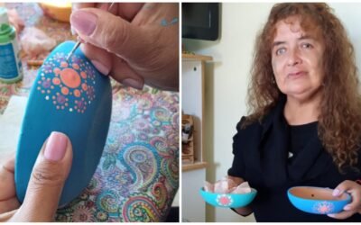 Estuvo ciega y hoy pinta lámparas de sal con la técnica del puntillismo