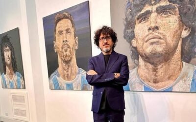 Jorge López, el artista que creó cuadros de Maradona, Messi y Kempes con tierra de los barrios donde crecieron