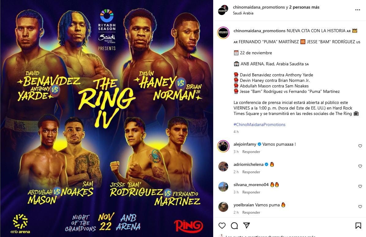 La gran cartelera de peleas que habrá en al Riyadh Season