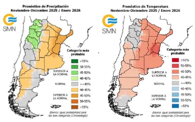 Pronóstico de lluvias del SMN para Santiago del Estero (SMN)
