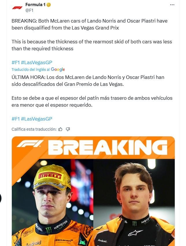 El comunicado de la sanción a McLaren