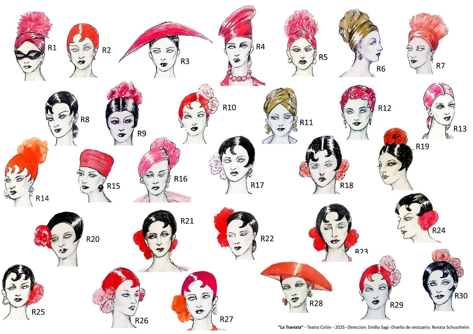 Figurines de Renata Schussheim para 'La Traviata'