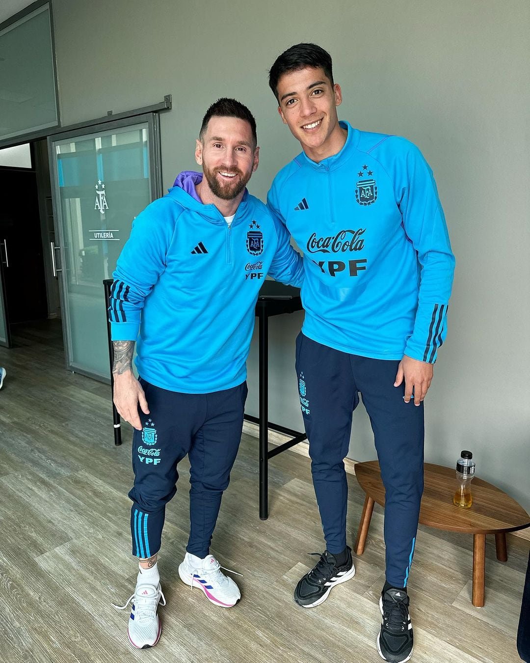 Malatini y Messi en el predio de Ezeiza