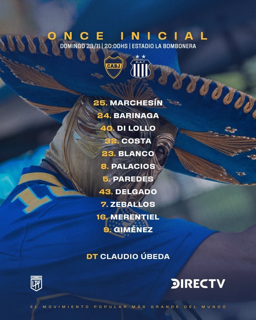 El once inicial que planteó Claudio Úbeda (@BocaJrsOficial)
