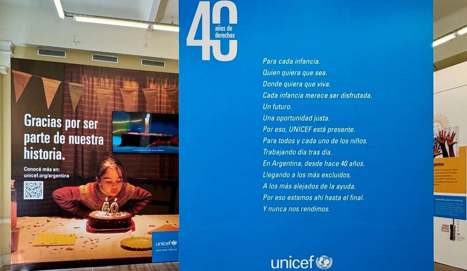 La muestra '40 años de derechos' en el Palacio Libertad recorre los hitos de UNICEF Argentina en la defensa de la infancia