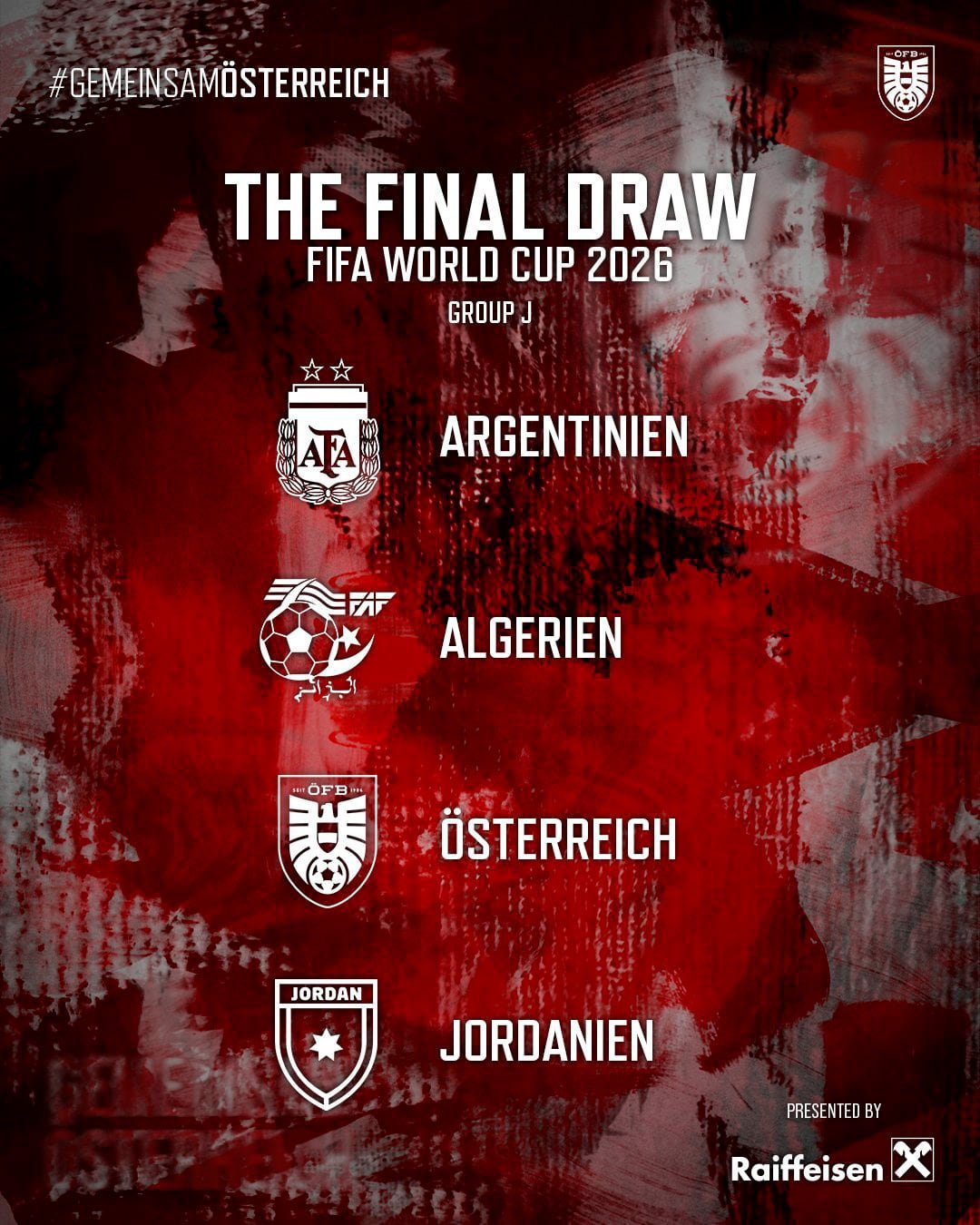 La Asociación Austríaca de Fútbol subió al póster del Grupo J el escudo de la selección argentina con dos estrellas